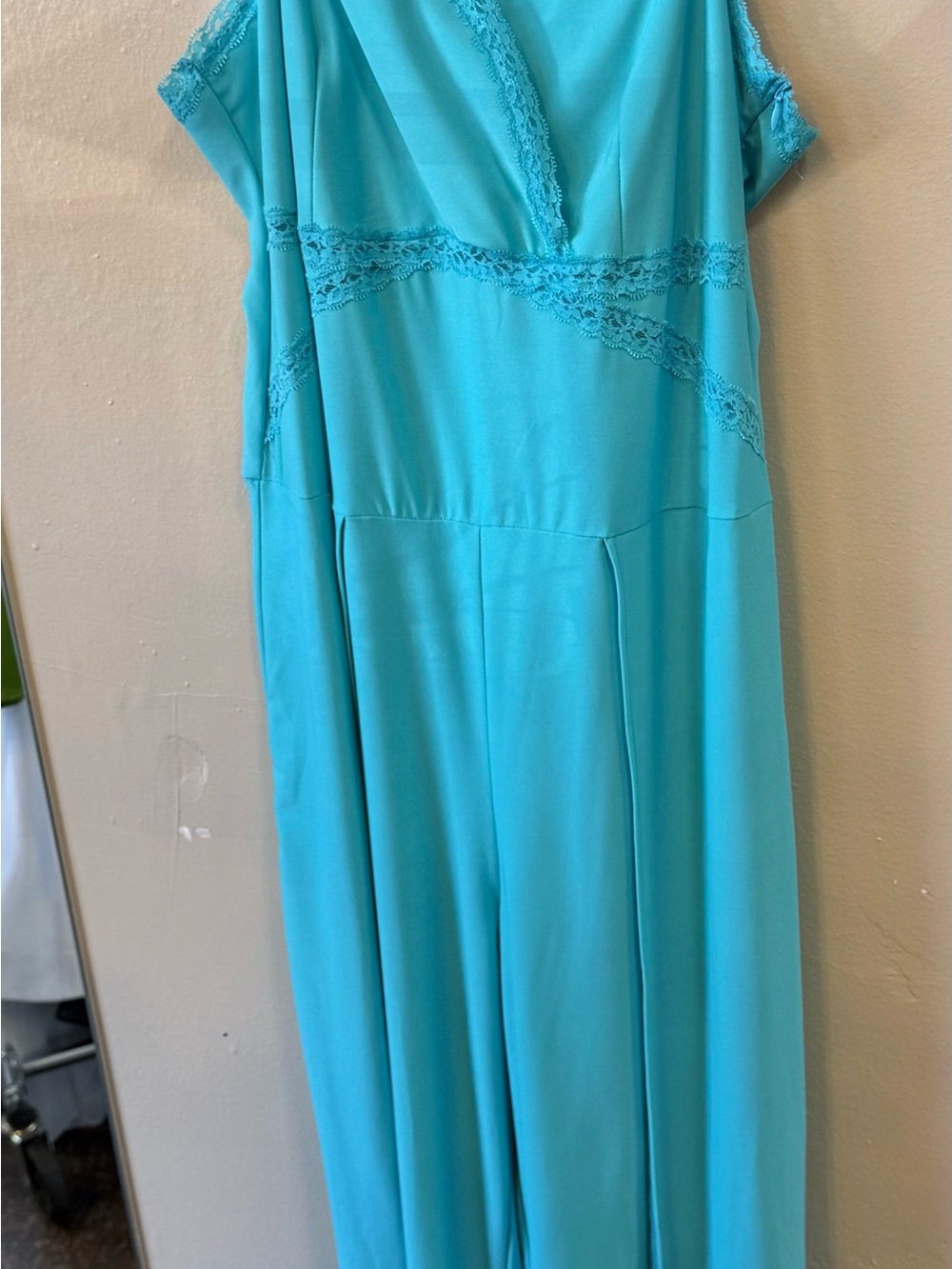 Bongo Y2K Turquoise Lace Trim Wide Leg Jumpsuit Size 1X